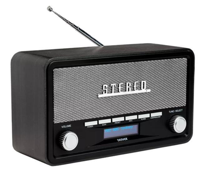 Digitālais Retro Radio ar Bluetooth un Modinātāju Denver DAB-18