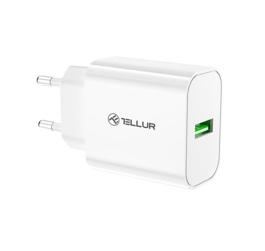 Настенное зарядное устройство Tellur USB-A 18 Вт с QC3.0 Белый