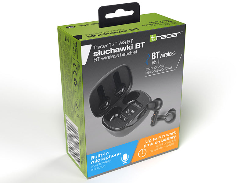 Wireless Headphones with Controller, Tracer 46949 T2 TWS BT Black