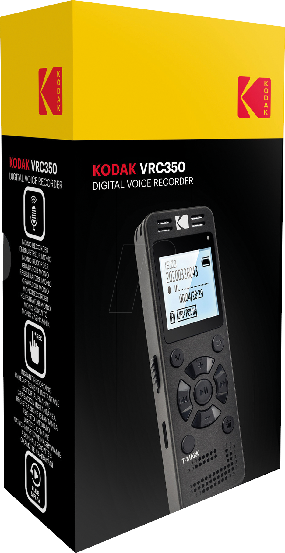 Digital Dictaphone for Mono Recording Kodak VRC350, 8GB Memory