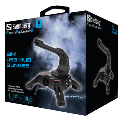 USB-хаб с 4 портами, Sandberg 133-92 2in1 USB Hub Bungee, 1500 Мбит/с, USB 2.0 