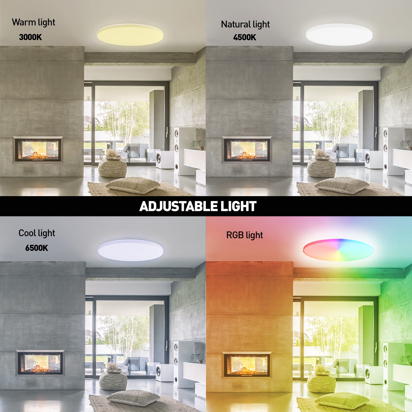 Ceiling lamp, adjustable RGB light, Tellur Smart WiFi