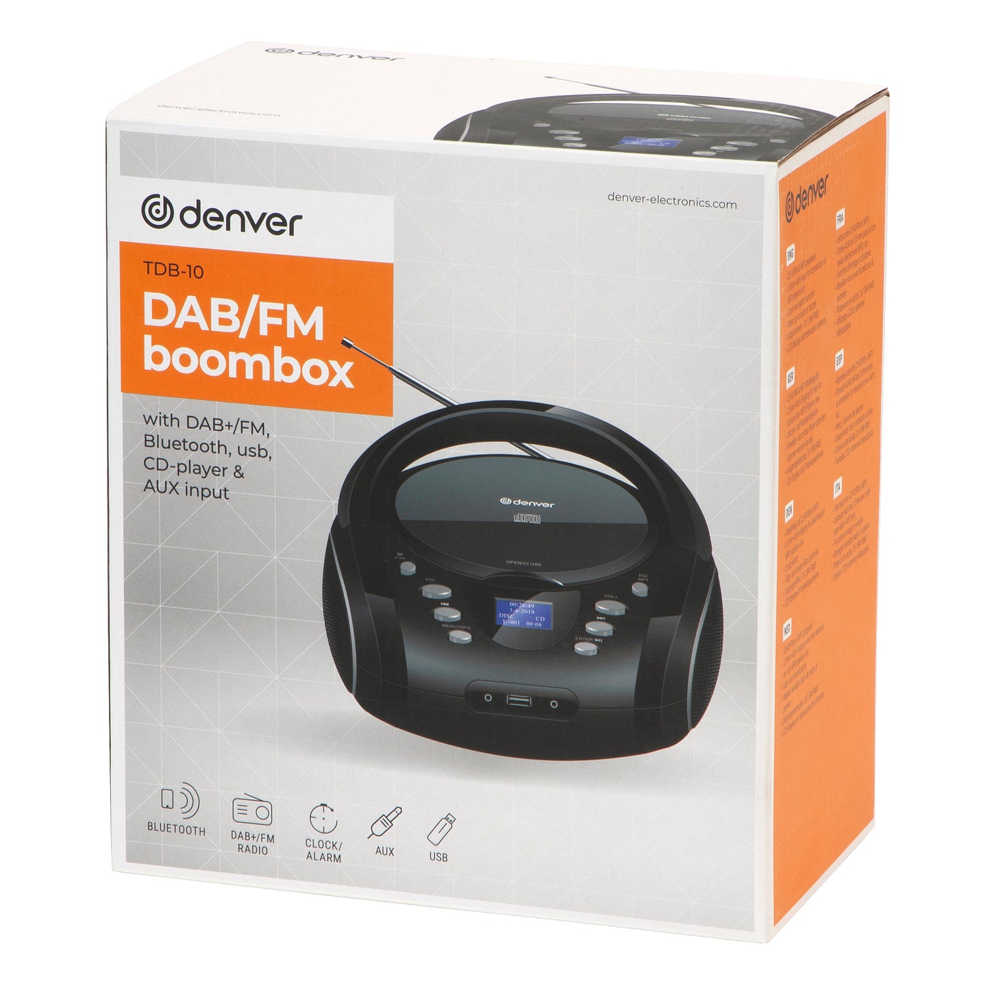 Бумбокс DAB+ с Bluetooth и USB — Denver TDB-10 Black