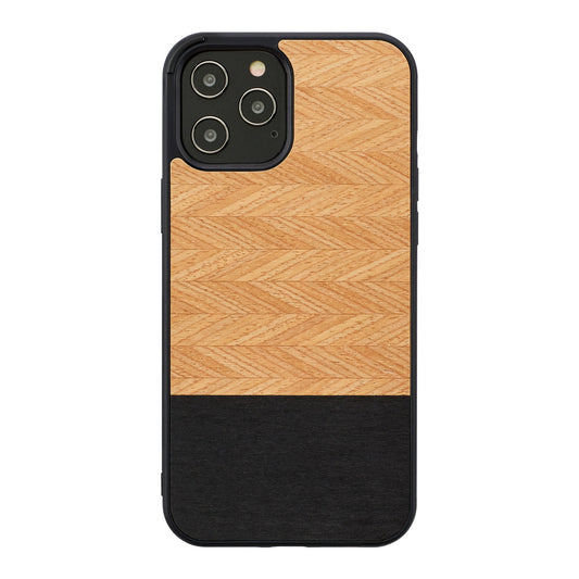 iPhone 12/12 Pro koka vāciņš Herringbone Nero Black, MAN&WOOD