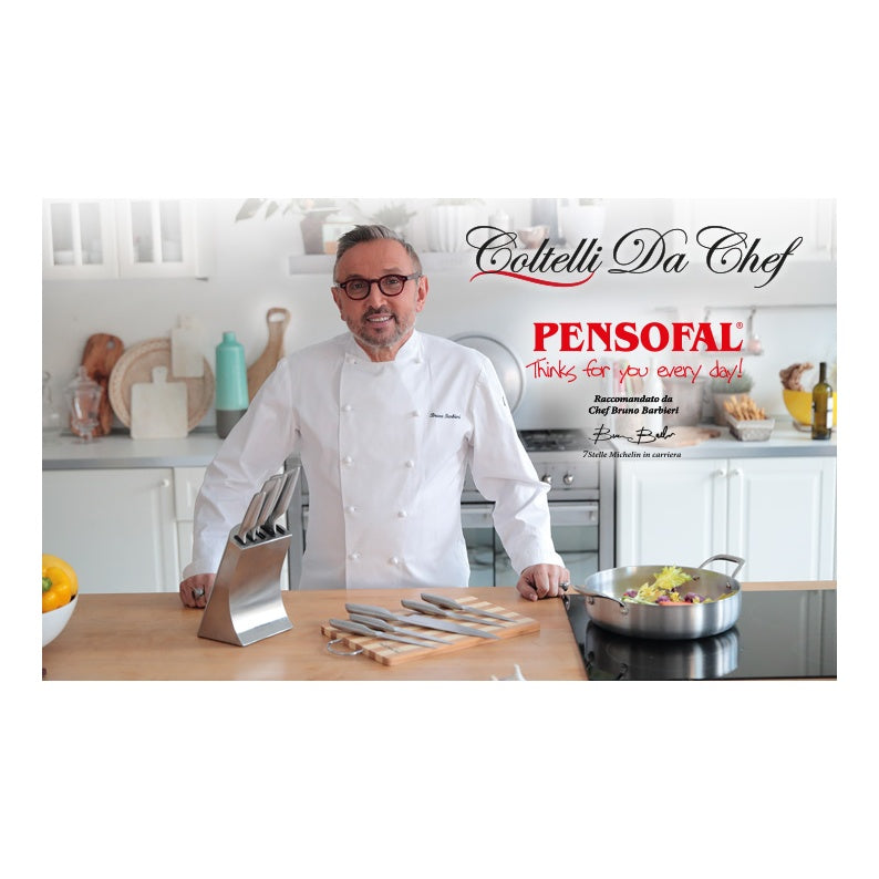 Pensofal Academy Chef Stainless Steel Block w/5 knives Chef/Pane/Multiuso/Santoku/Spelucchino 1108