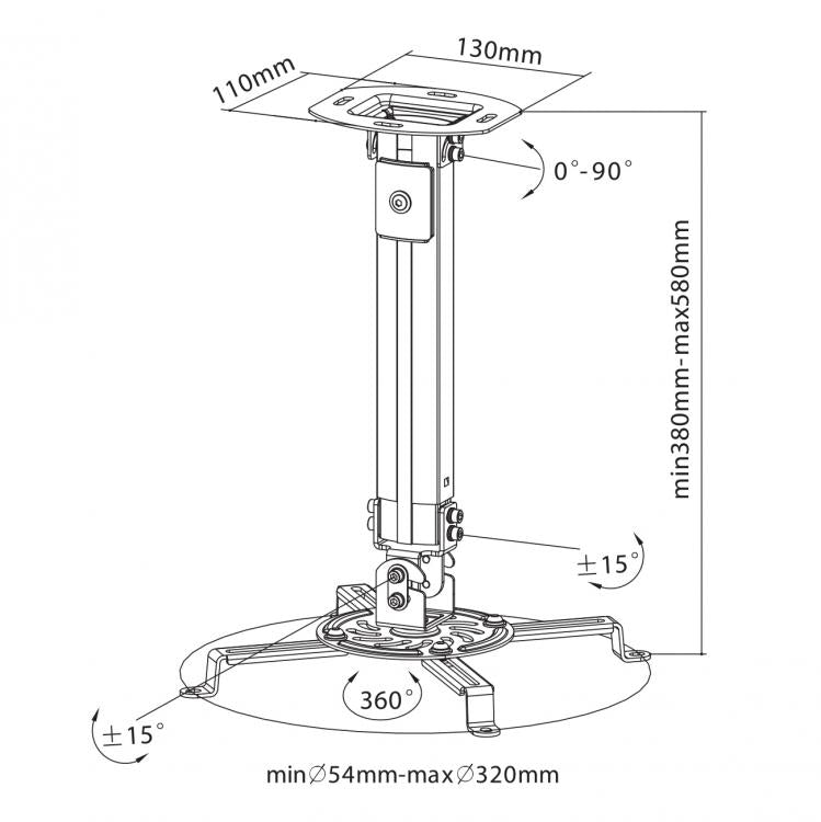 Projector ceiling mount with tilt and rotation Sbox PM-18S