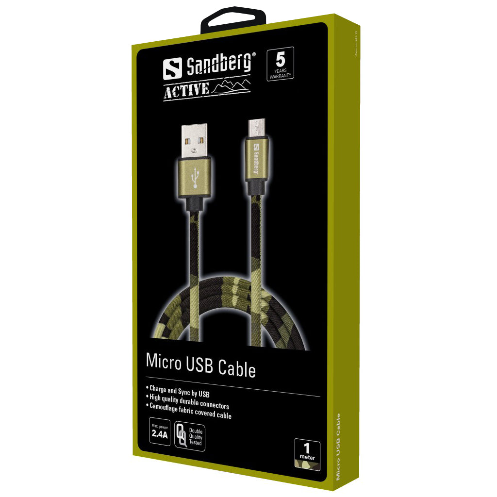 Sandberg 441-15 MicroUSB Зеленый Камуфляж 1м