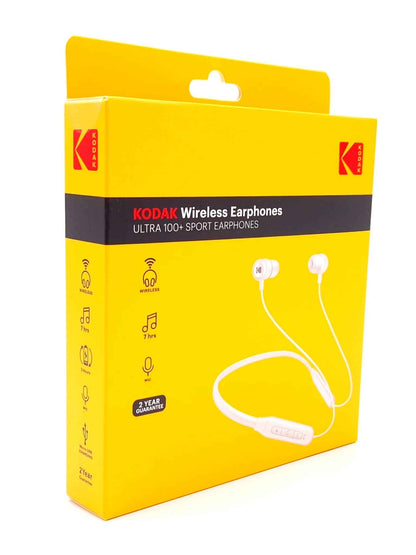 Спортивные беспроводные наушники с Bluetooth, белые - Kodak Ultra 100+