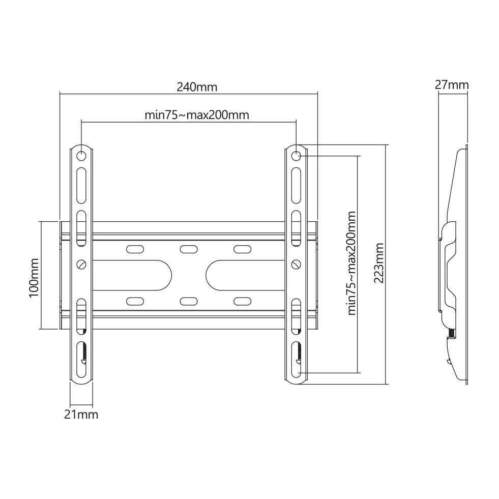 Fiksēts TV stiprinājums Sbox PLB-2522F-2 23"-43"