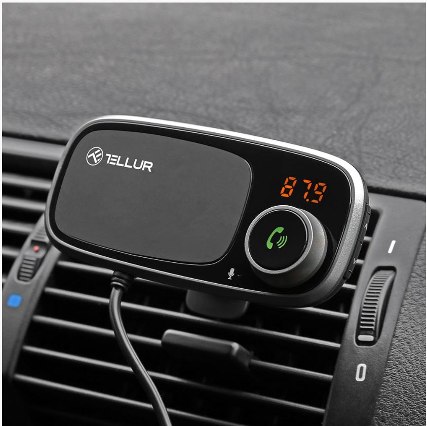 FM modulator Tellur FMT-B6 with magnetic holder, Bluetooth and microSD support