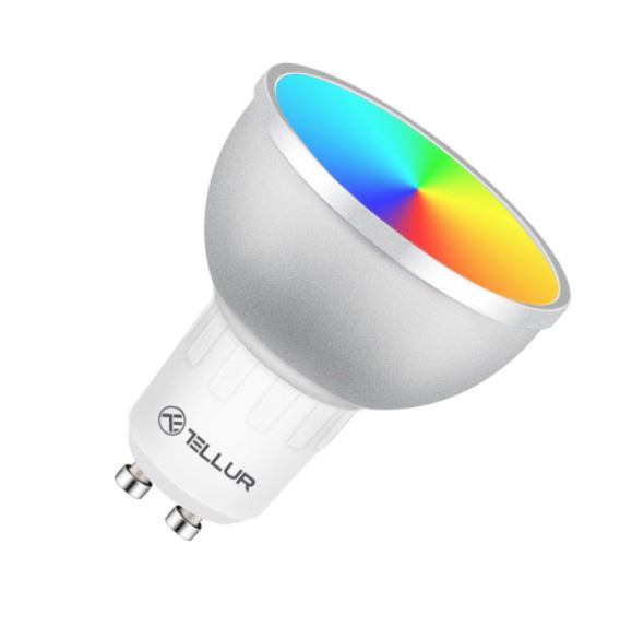 Светодиодная лампа GU10 5 Вт с регулируемой яркостью RGB/Белый/Теплый Tellur WiFi