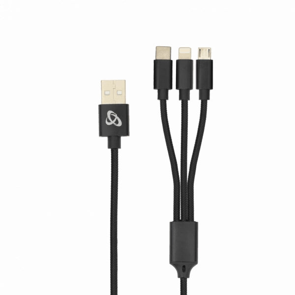 USB Uzlādes Kabelis 1M 2.4A (C-Tips/MicroUSB/8-pin) - Sbox