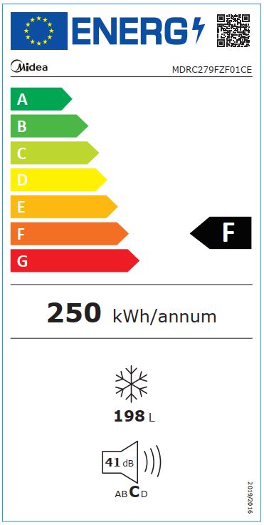 Saldētava ar manuālo atkausēšanu, Midea MDRC279FZF01CE balta