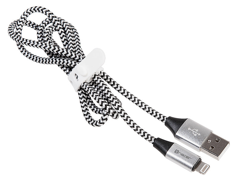 Lighting USB 2.0 cable 1m black/silver, Tracer 46268 