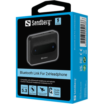 Bluetooth Adapteris Sandberg 450-13 - Savieno 2 Bluetooth Austiņas ar TV, V5.3