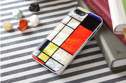 iPhone 8/7 protective cover, white Mondrian style