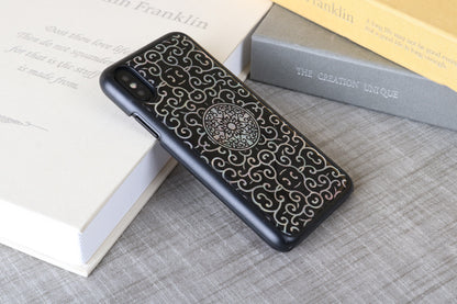 Smartphone case with mother-of-pearl for iPhone XS/S, black