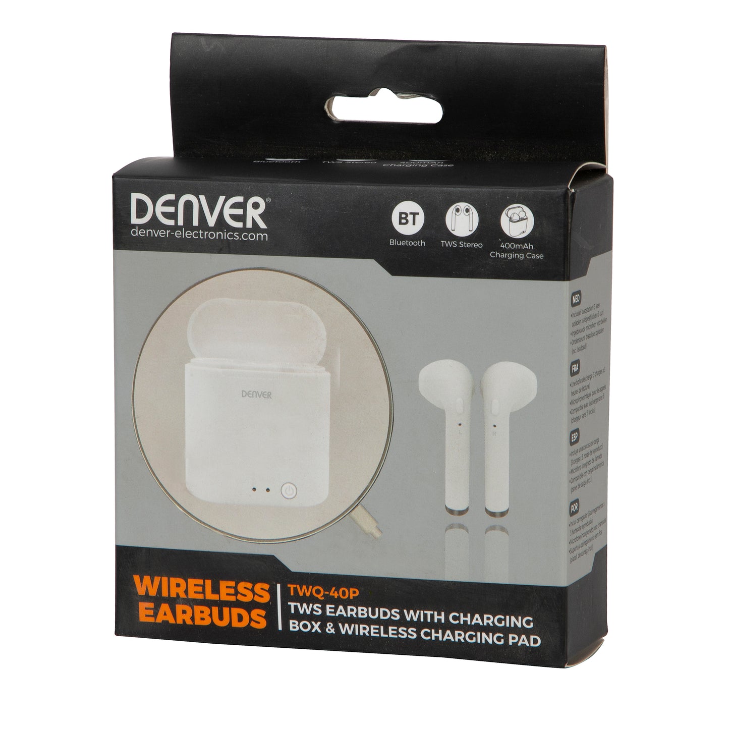 Wireless Bluetooth Headphones with Qi Charging - Denver TWQ-40P