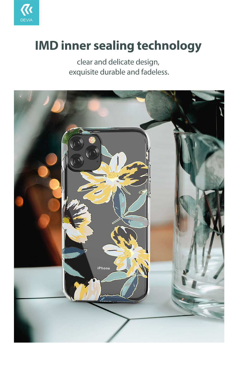 iPhone 11 Pro Max vāciņš, dzeltenas krāsas, Devia Perfume Lily sērija