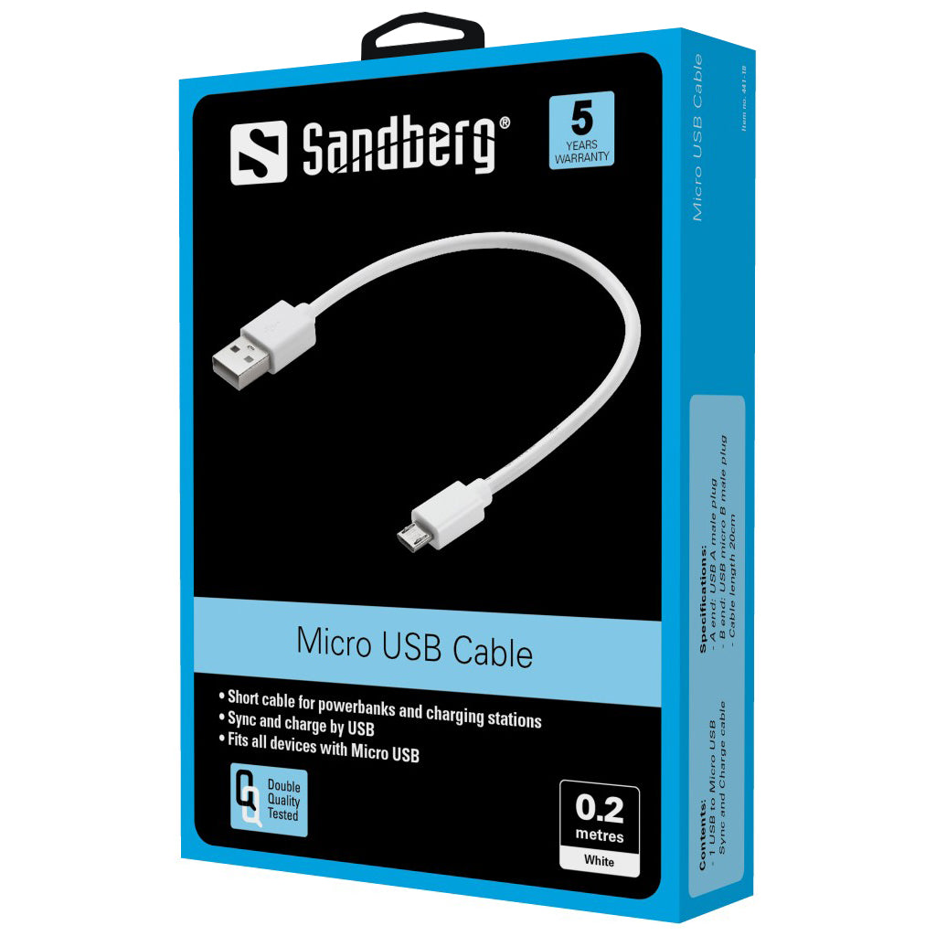 Sandberg 441-18 Кабель синхронизации/зарядки MicroUSB 0,2 м