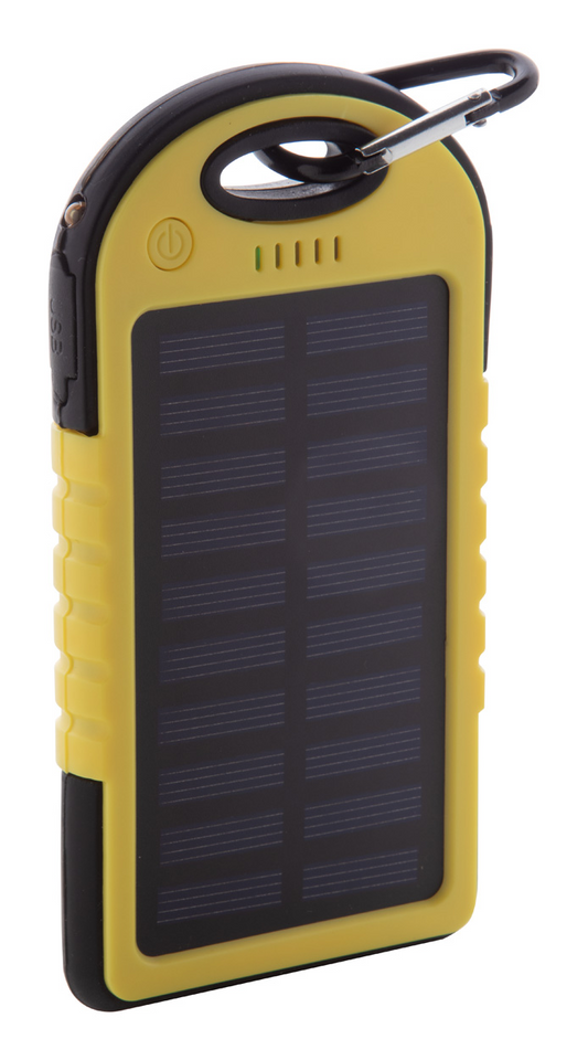 Power bank with solar charge, waterproof - Lenard 4939 yellow