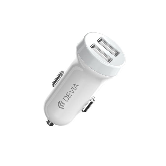 Car charger with 2 USB ports, white, Devia Smart series