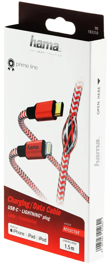 Hama 00183310 USB Type-C Cable - Lighting MFI 1.5m Red