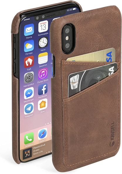 Чехол для телефона с 2 отделениями для карт из натуральной кожи для Apple iPhone X Krusell Sunne