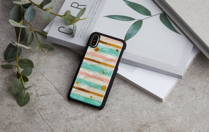 Smartphone case with mother-of-pearl iPhone XS/S, iKins, black/mint