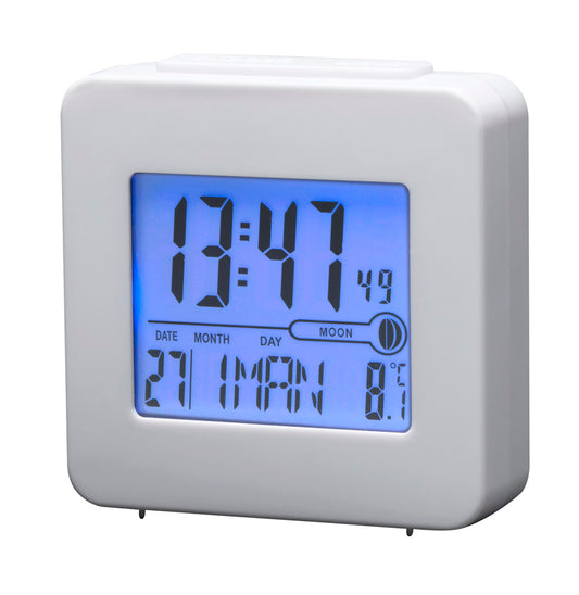 Alarm clock with Blue Illumination. Denver REC-34 White Radio controlled
