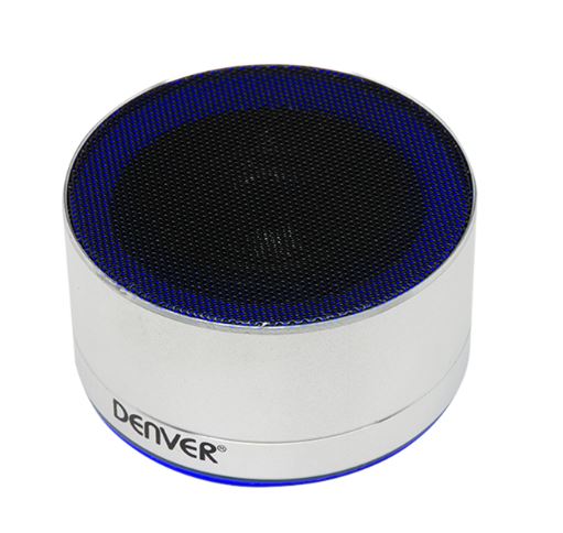 Bluetooth speaker, 3W, aluminum/metal body, silver - Denver BTS-32 Silver MK2