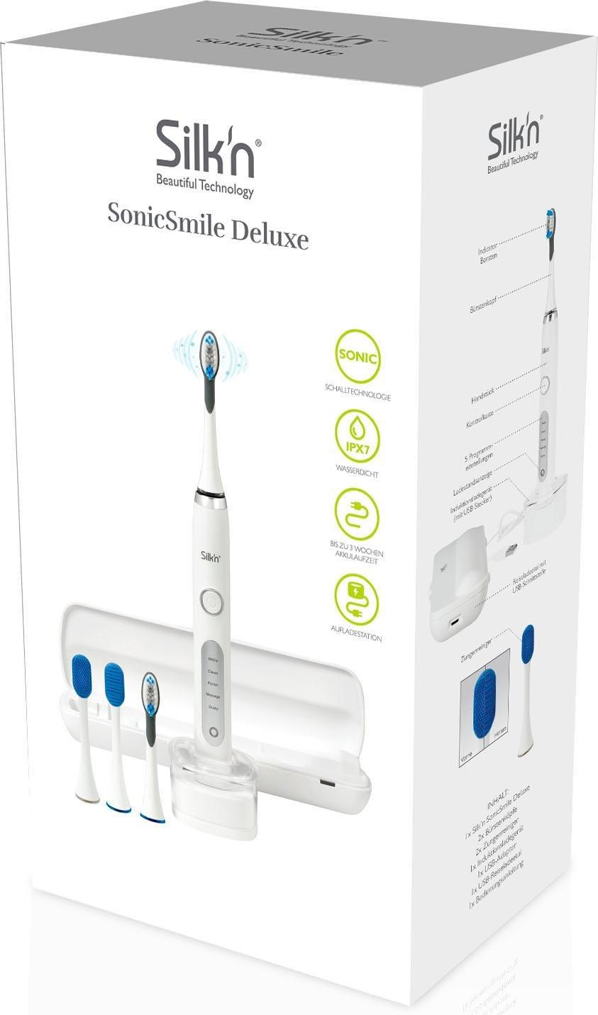 Электрическая зубная щетка со звуковой технологией и 5 режимами, Silkn Sonic Smile Deluxe White SSL1PDE11001