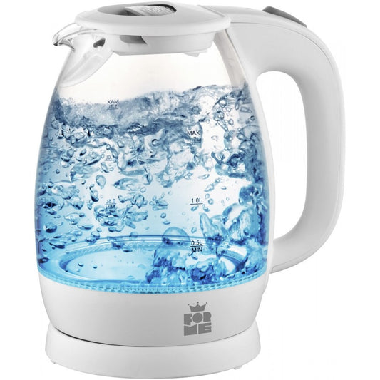 Kettle - 1.7L Borosilicate Glass with LED Lighting and Rotating Base, FORME FKG-137