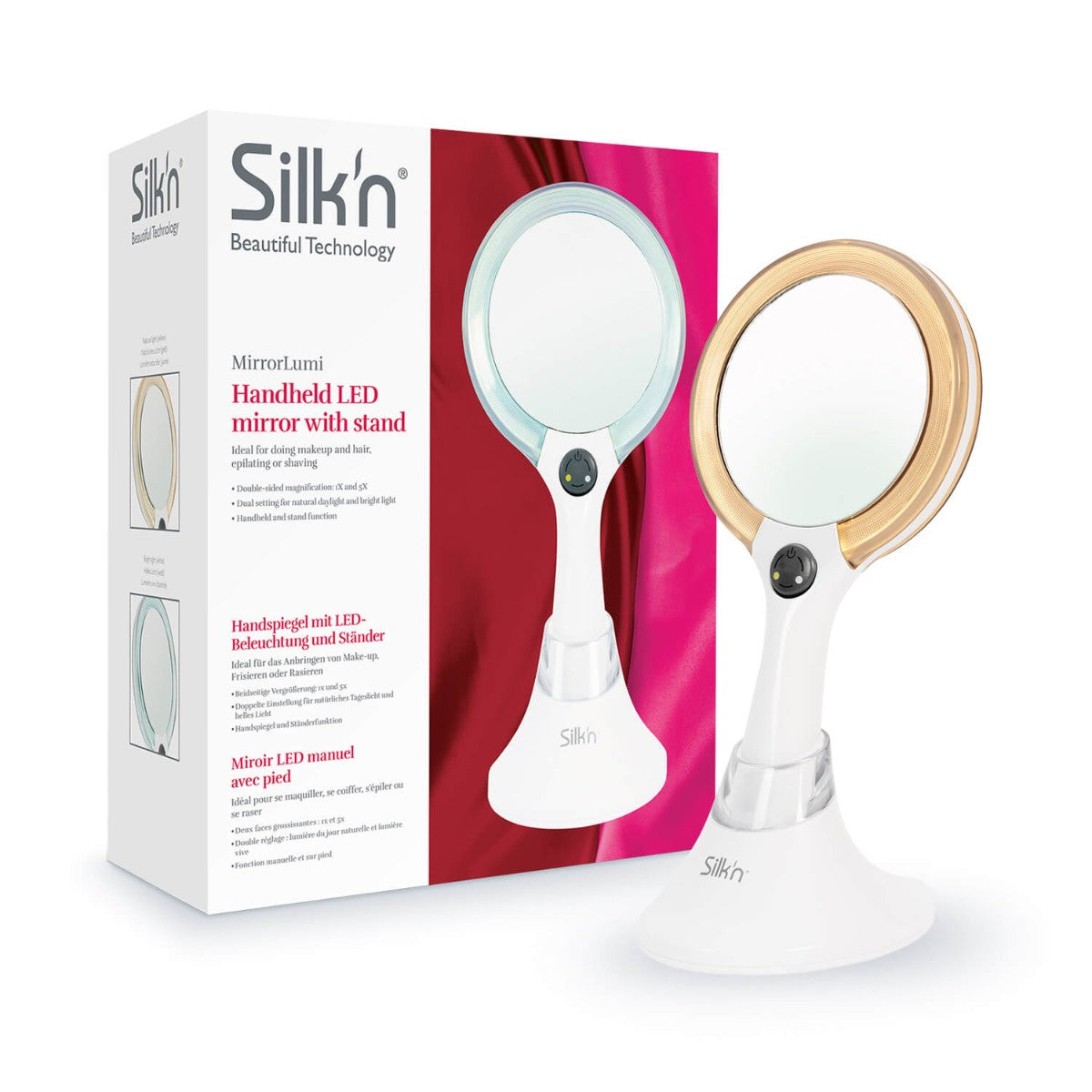 Double-sided LED mirror with magnification Silkn Mirror Lumi