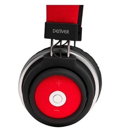 Headphones Denver BTH-250, Red - Wireless Bluetooth and Dynamic Design