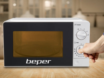 Beper BF.570 Microwave Oven 700W, 20L Capacity, 5 Power Levels, Defrost Function