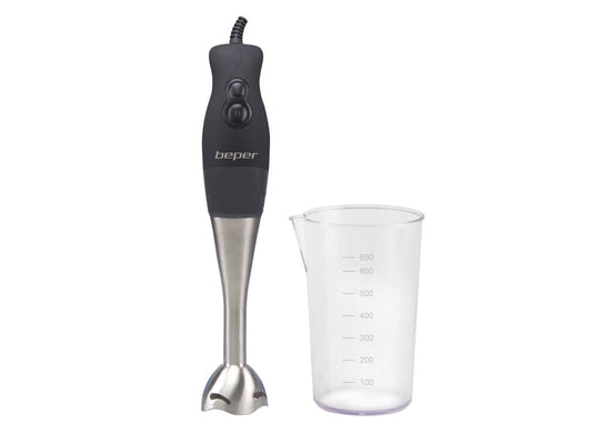Beper BP.654 Hand Blender, Submersible with Ergonomic Handle and Removable Stainless Steel Cylinder, 2 Speeds, 220W