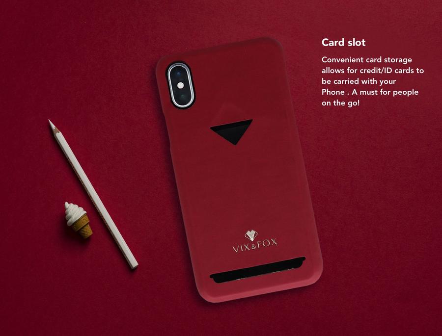 VixFox Card Slot Back Shell for Iphone X/XS ruby red